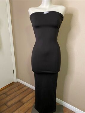Beyond Egreis tube Strapless sexy Black fitted Bodycon maxi Dress S NWT